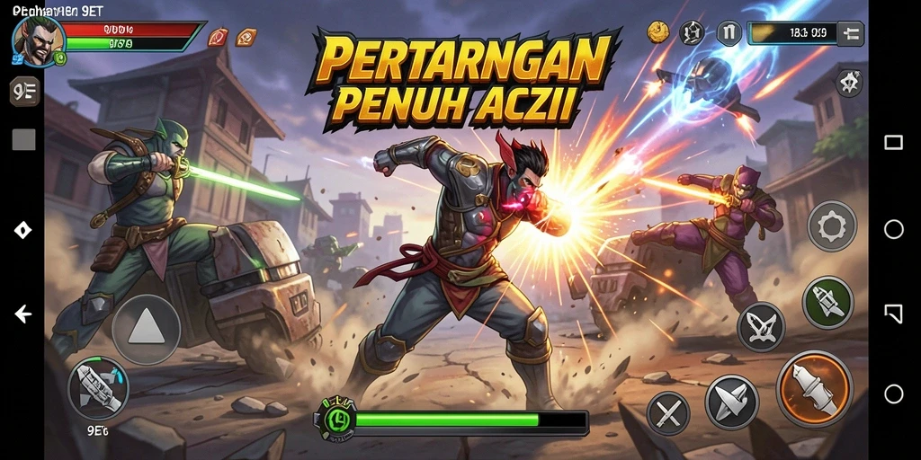 Tampilan gameplay Fighting yang penuh aksi di 9ET.