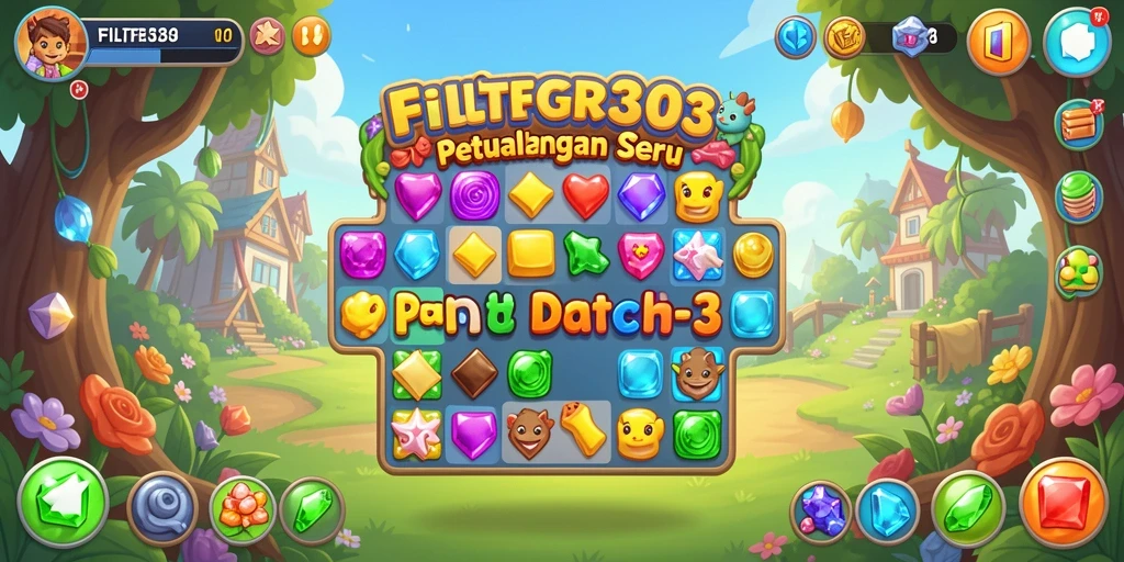 Screenshot menunjukkan gameplay menarik MATCH-3 FILTER303 dengan banyak warna.