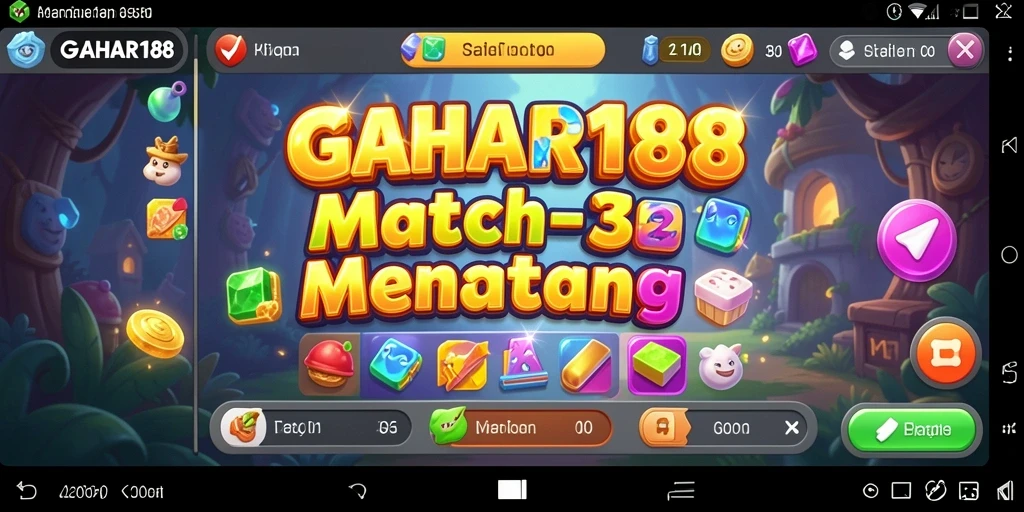 Tampilan gameplay GAHAR188 dengan berbagai batu permata yang berwarna-warni.