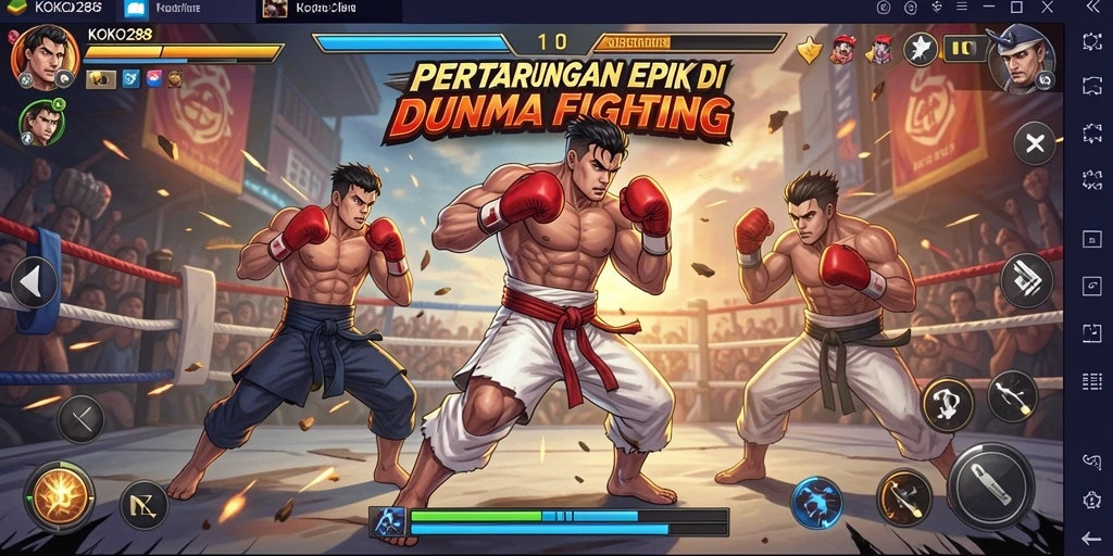 Screenshot KOKO288 menampilkan aksi pertarungan seru dengan karakter yang dinamis.