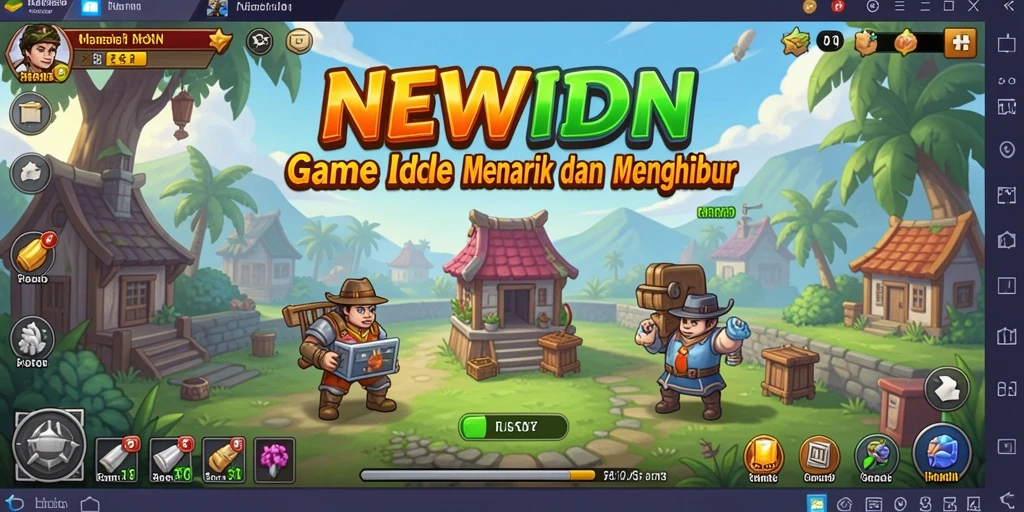 Tampilan gameplay <strong>NEWIDN</strong> menunjukkan kemajuan karakter dalam format idle.
