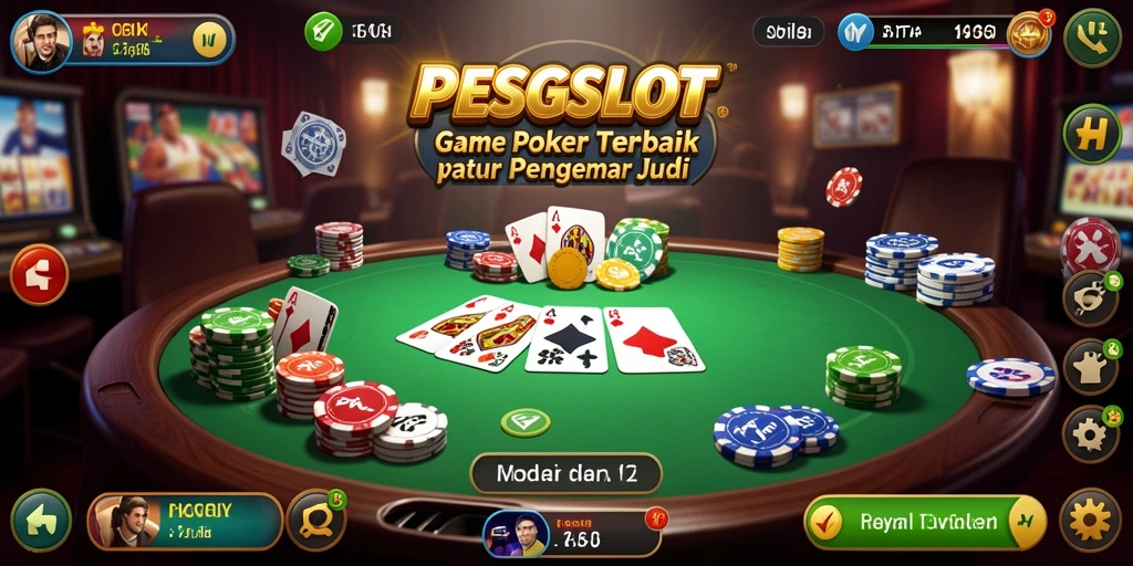 Tampilan gameplay PESGSLOT yang mendebarkan di meja Poker.