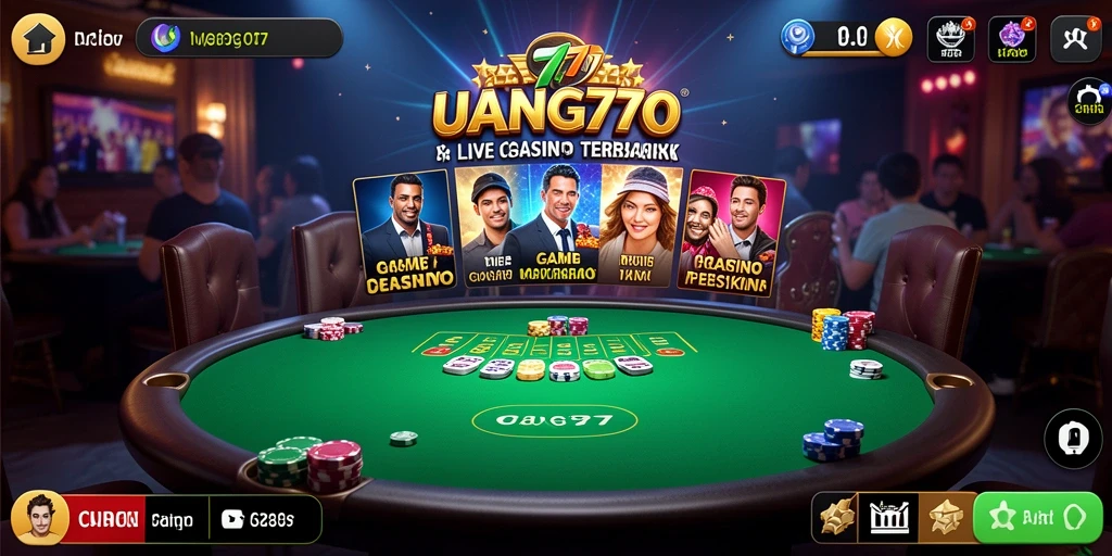 Tampilan menarik dari gameplay <strong>UANG77</strong> yang menghadirkan dealer langsung dan permainan yang mendebarkan.